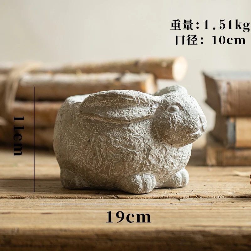 Creative Concrete Pig Fish Cat Rabbit Sculpture Statue Succulent Plant Container Green Planters Small Bonsai Pots Home Decor - Цвет: 2