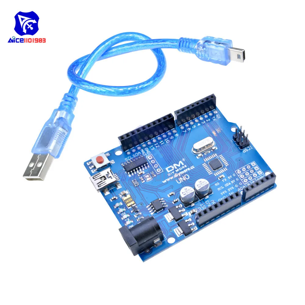 Макетная плата CH340 UNO R3 ATmega328P сменный мини USB интерфейс с кабелем ATmega16U2 для Arduino