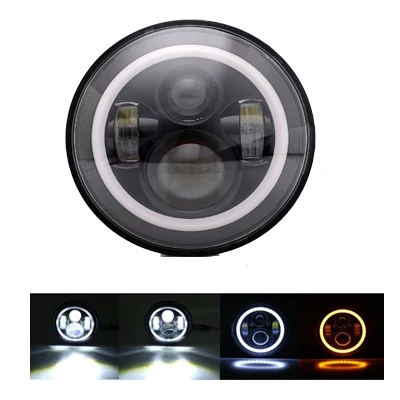 1pcs 40W halo black Автомобильный светильник 7 дюймов головной светильник w/дневные ходовые огни для Jeep JK Lada 4x4 для suzuki samurai мотоцикл " Halo DRL светодиодный налобный фонарь - Цвет: 1pcs 40W halo black