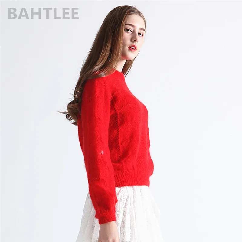 Осенние женские пуловеры BAHTLEE из мохера и фенима свитер благородный стиль модный
