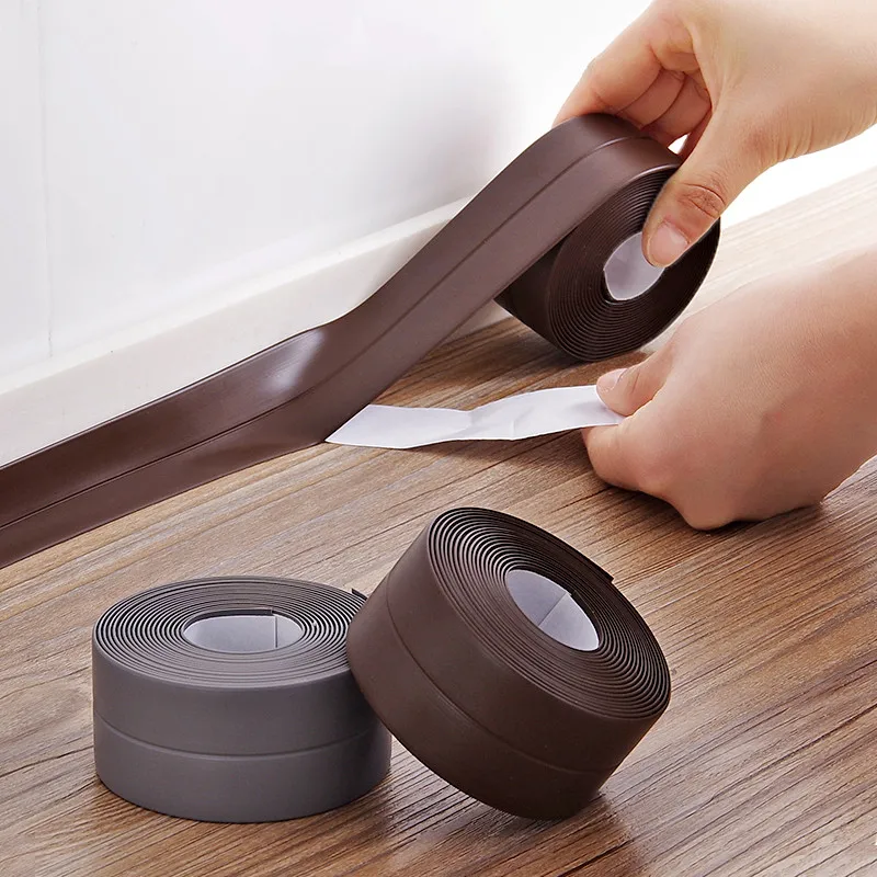 

1 Pc Mrosaa 3.2m x 38mm Kitchen Self-adhesive Wall Seal Ring Tape Waterproof Mould Proof PVC Trim Roll Tape Bathroom Accessories