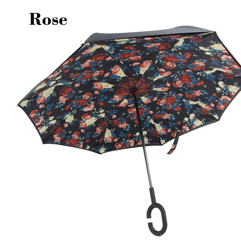 Ветрозащитный Зонт с обратной стороны двухслойный перевернутый зонт