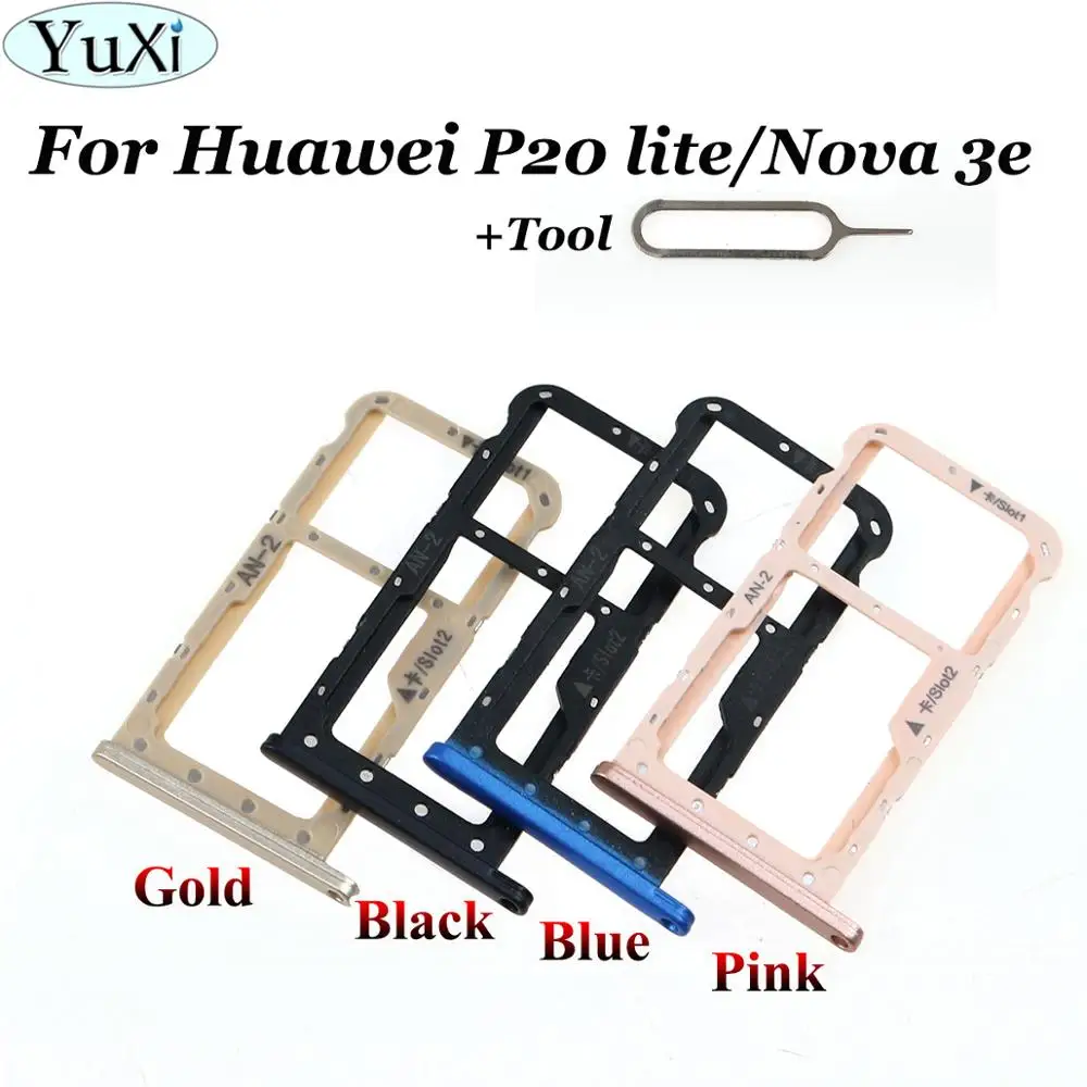 

YuXi для Huawei P20 Lite / Nova 3E SIM Micro Secure, лоток для цифровой карты памяти, двойной слот, держатель, адаптер-переноска, Замена + инструмент
