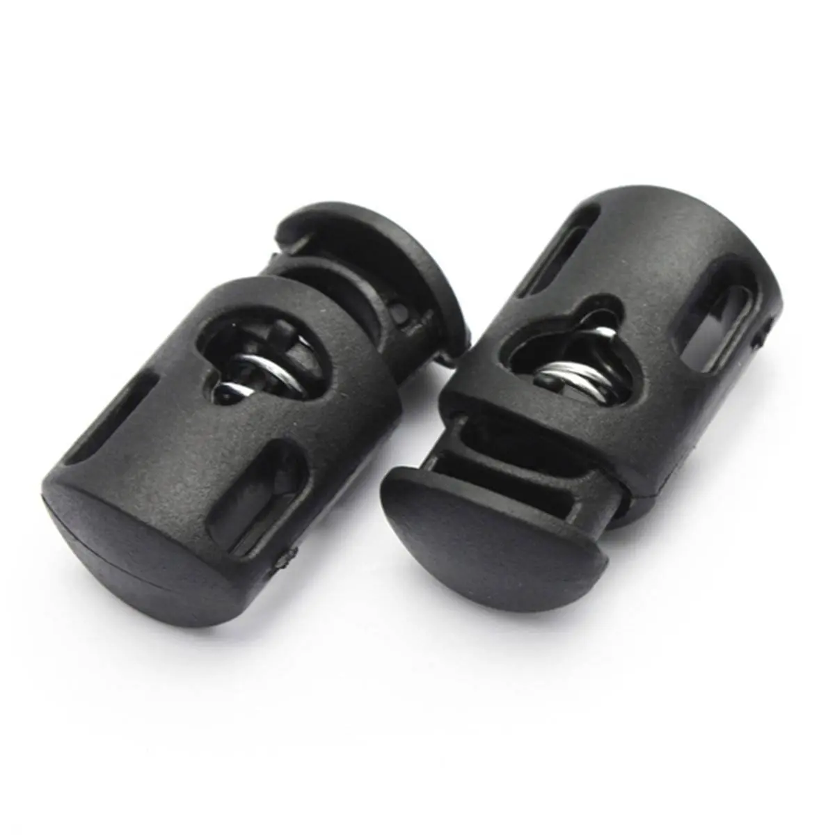 2 PCS Black Spring Shoe Buckle Blocker Cord Lock Buttons Strap Seam Drawstring Stoppers Double Holes | Украшения и аксессуары