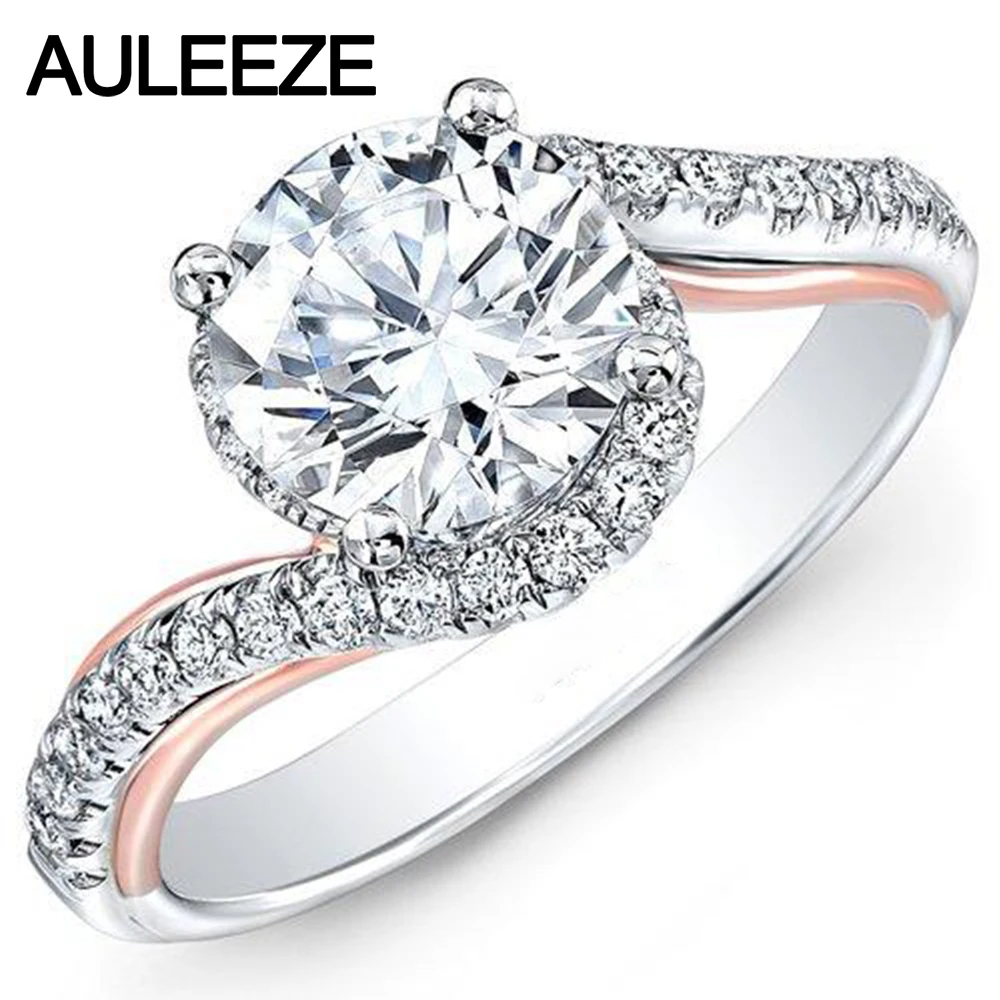

Unique Alice 14K Two Tone Gold Twist Band 2 Carat Round Cut Lab Grown Diamond Rings For Women Moissanites Ring Wedding Jewelry