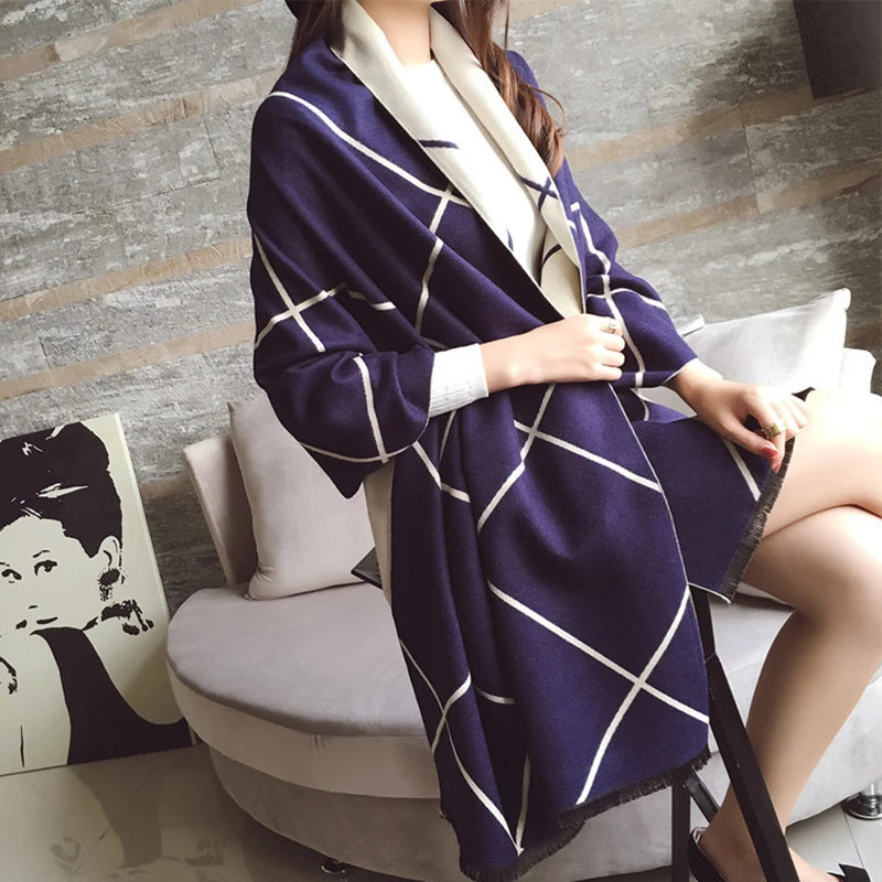 

[FEILEDIS]2019 New listing star pattern cashmere warm scarf double-sided use multi-purpose shawl FD150