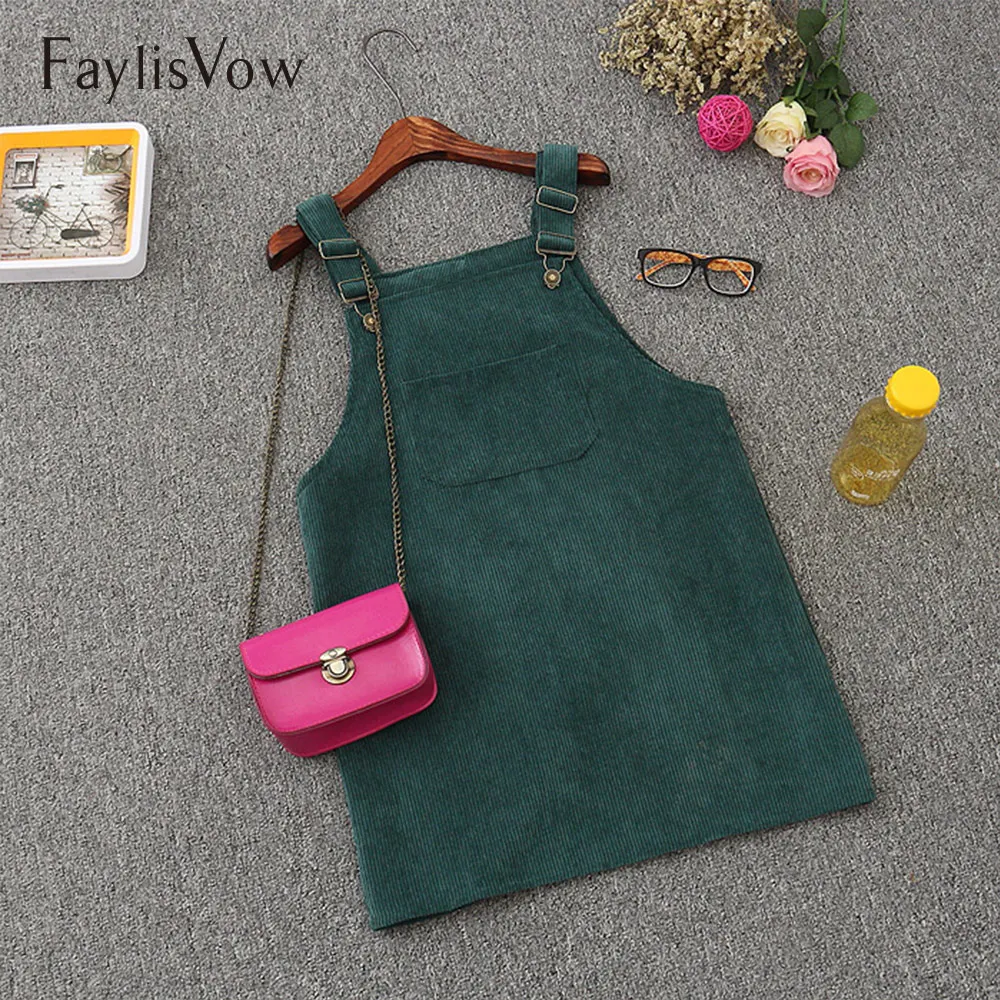 Женское вельветовое платье в стиле ретро прямой свободный сарафан на бретелях