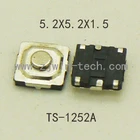 Металлический мгновенный Тактильный кнопочный переключатель, 50 шт.лот, 5,2x5,2x1,5 мм, u-образный серебристый кнопочный переключатель, 4-контактный поверхностный монтаж