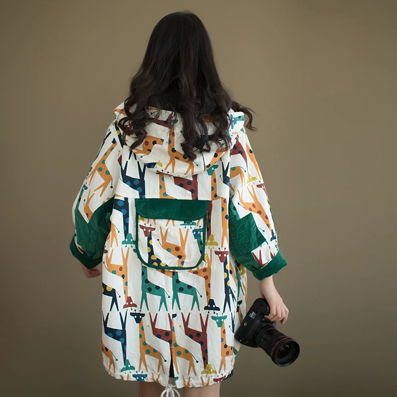 2018 Новое поступление весеннее пальто средней длины с капюшоном свободная