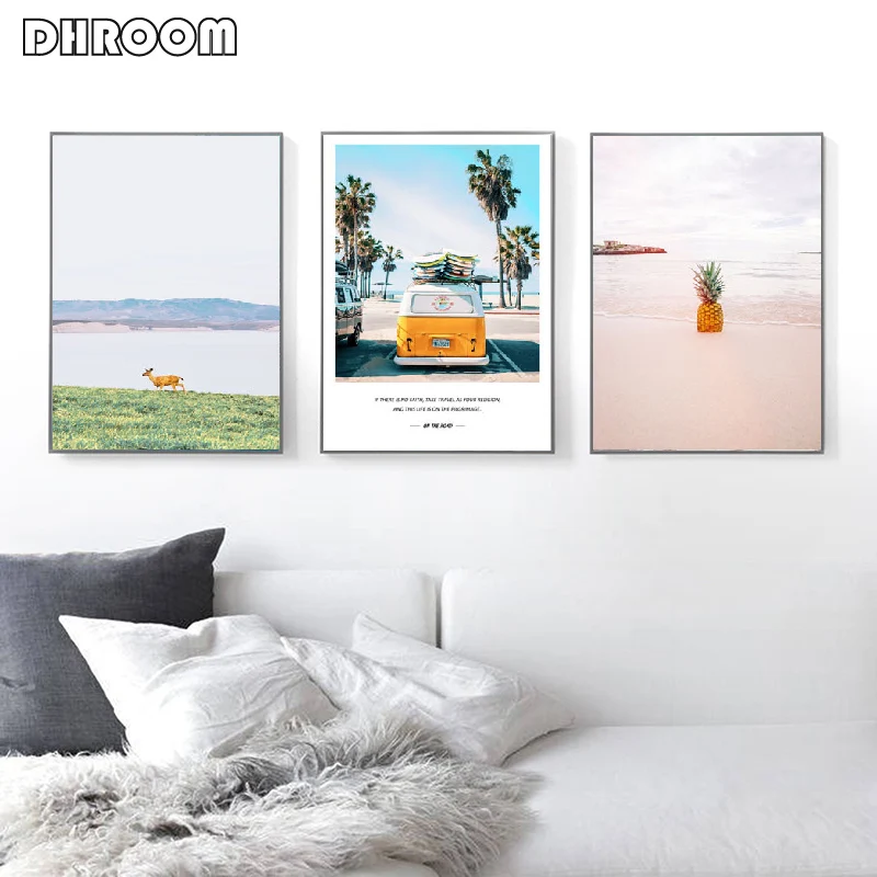 Скандинавский пейзаж живопись декоративные Приморский ананас плакаты и принты