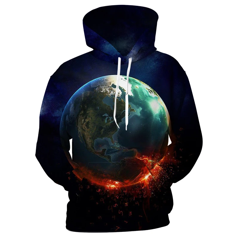 Cloudstyle 3D толстовки мужские космическая подвеска в виде космонавта и планеты воздушный шар 3D принт модная уличная одежда пуловер Топы спортивные костюмы