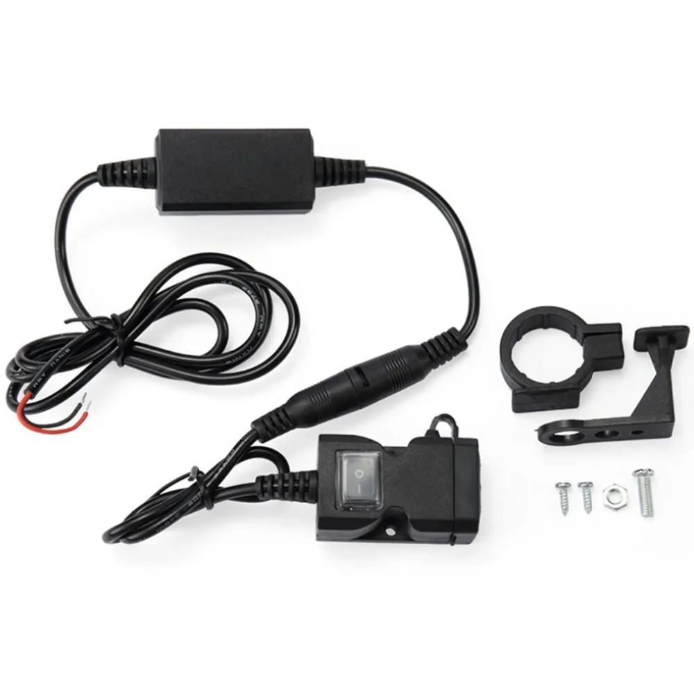 Водонепроницаемый Dual USB Порты и разъёмы 12V мотоциклов Зарядное устройство розетка с выключателем и крепления зарядка для телефонов планшетов gps