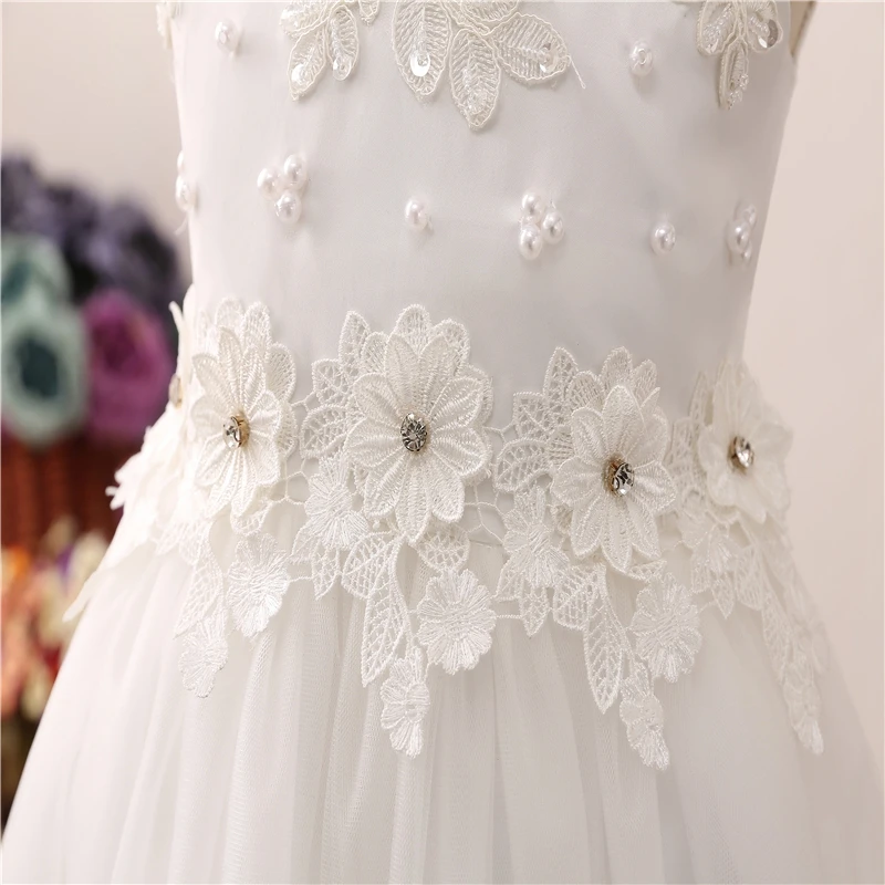 

Short Front Long Back Formal Beauty Pageant For Flower Girls Dresses 2019 Party Communion Ball Gown Wedding Crystal Decoration