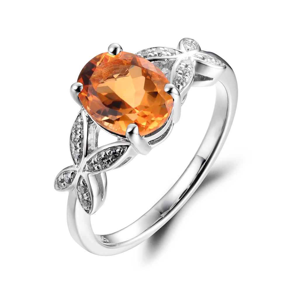 LeiGe Jewelry Real Natural Citrine Anniversary Rings Oval Cut Yellow Gems Ring Solid 925 Sterling Silver Lovely for Girls | Украшения и