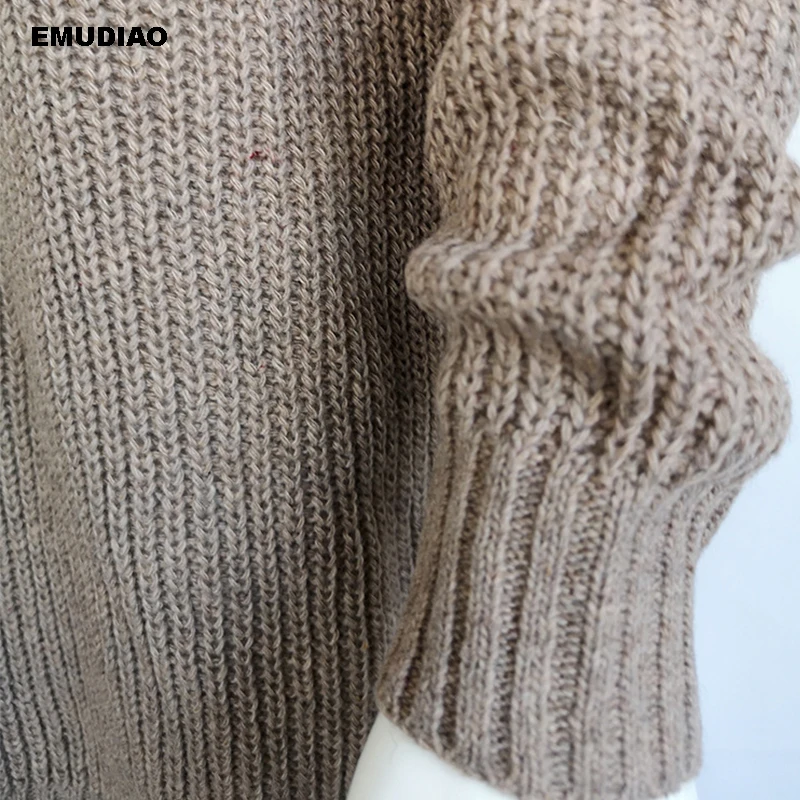 Женский вязаный свитер с высоким воротом повседневный трикотажный пуловер