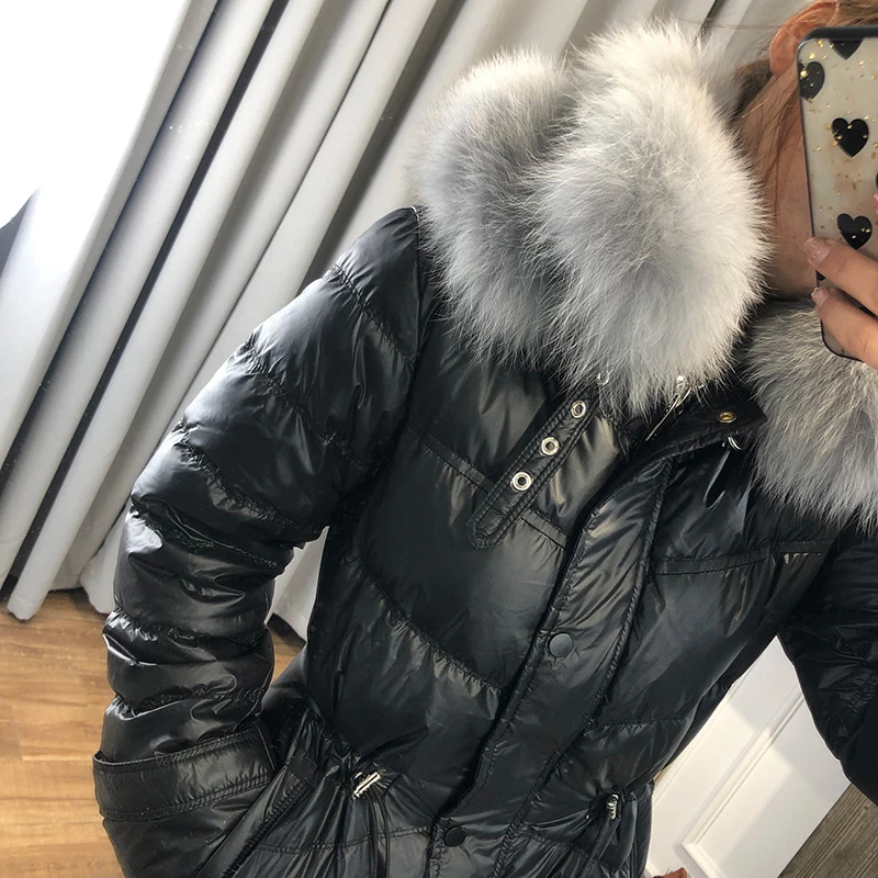 New Double Real Fur Collar Coat Natural Fox 2020 Winter Jacket Women long Down slim thick Warm White Duck Parkas YRF13 | Женская одежда