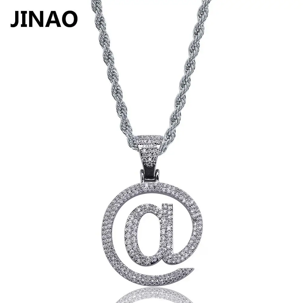 Silver JINAO золото/серебро цвет покрытием Iced Out Micro Pave кубический циркон@ письмо кулон ожерелье хип-хоп рок ювелирные изделия для мужчин и женщин - Окраска металла: Silver