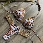 Женский купальник-бикини с леопардовым принтом, бразильский пикантный пляжный комплект, одежда для плавания с чашками пуш-ап, купальный костюм, лето 2020