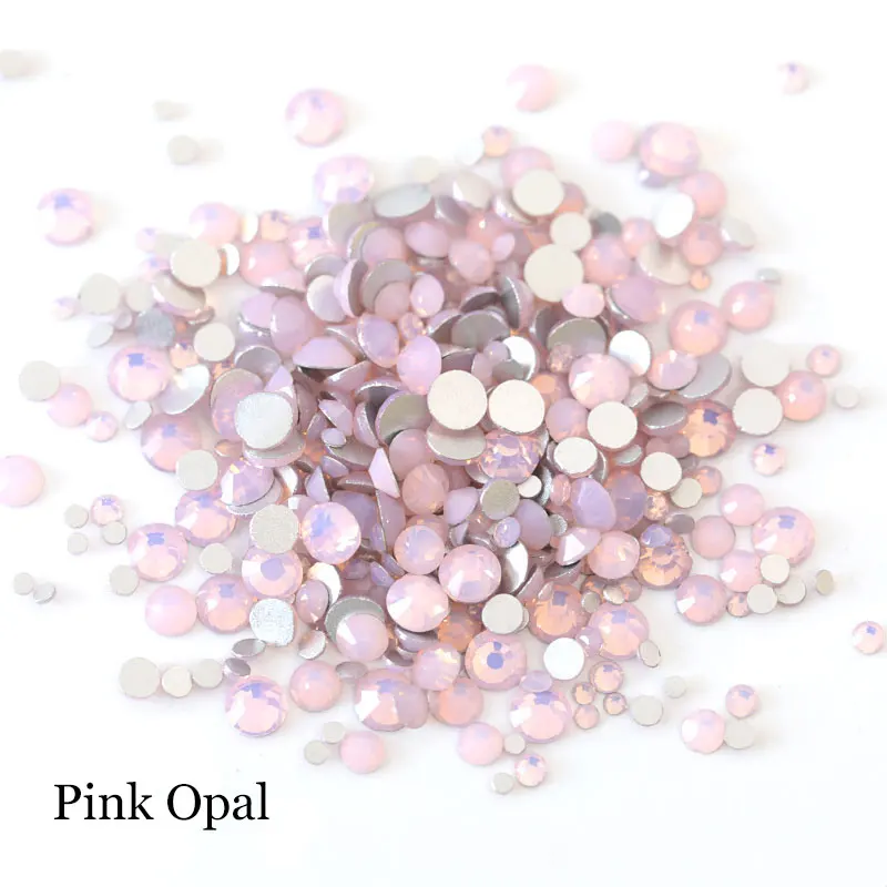 Pink-Opal 1000 шт./пакет разных размеров с украшением в виде кристаллов AB Цвета не требуют горячей фиксации Стразы с плоской задней Красный AB блестящие стразы для украшения ногтей, B1010 - Цвет: Pink-Opal