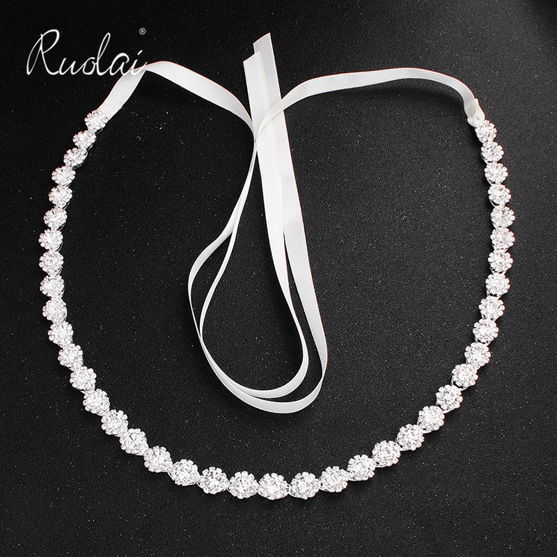 Модный тонкий свадебный пояс со стразами свадебные пояса серебро/розовое золото