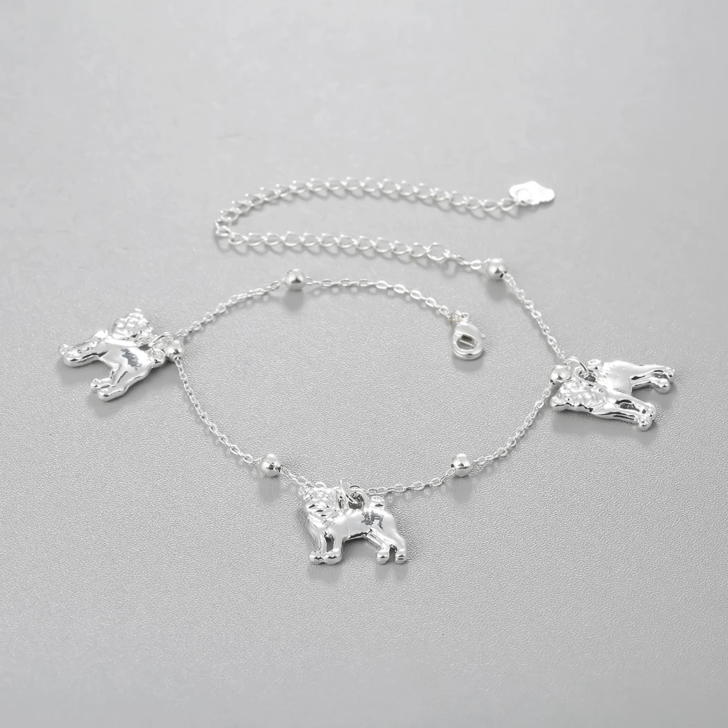 Симпатичные Подвески на удачу браслеты ногу с собакой для женщин цепочка цвета