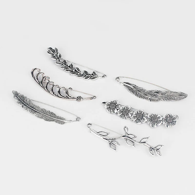 3 шт Большой Серебряный цвет листья/цветок брошь прочный металлический килт шарф