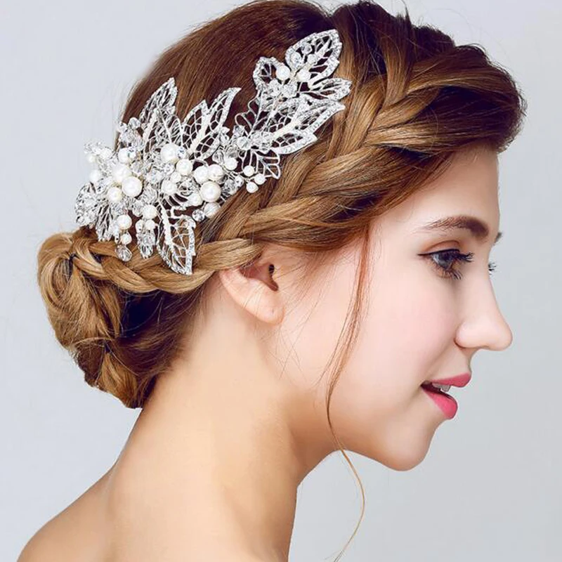 New Fashion Gold Silver Color Tiaras Headbands Luxury Pearl Crystal Hair Band Wedding Women Bridal Crowns Accessories Party | Украшения и