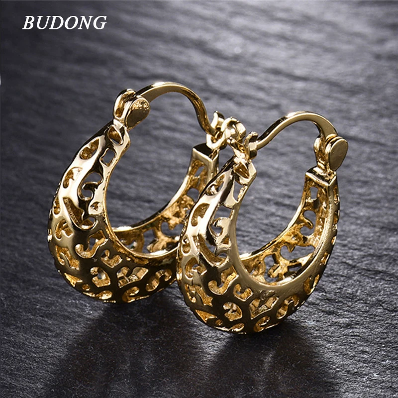 Серьги кольца BUDONG Basket Для Женщин серьги золотого цвета с застежкой для свадьбы