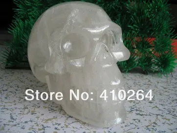 YM 328 FengShui Good Luck Clear Quartz Rock Skull Carving Realist Crystal statue | Дом и сад