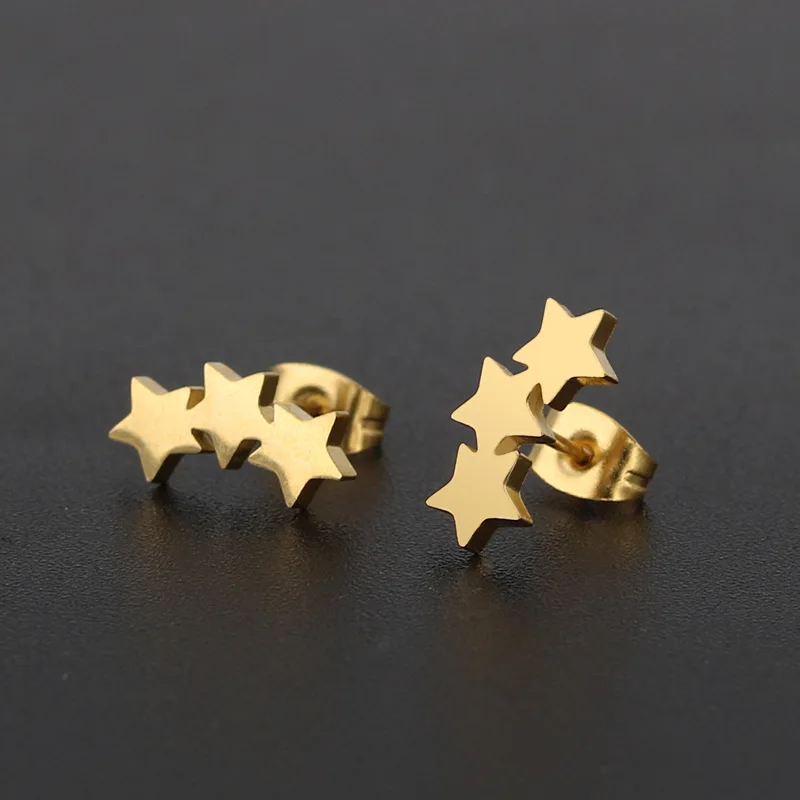 

FENGLI Lovely Silver Stainless Steel Star Stud Earrings for Women Korean Minimalist Earrings Jewelry Accessories