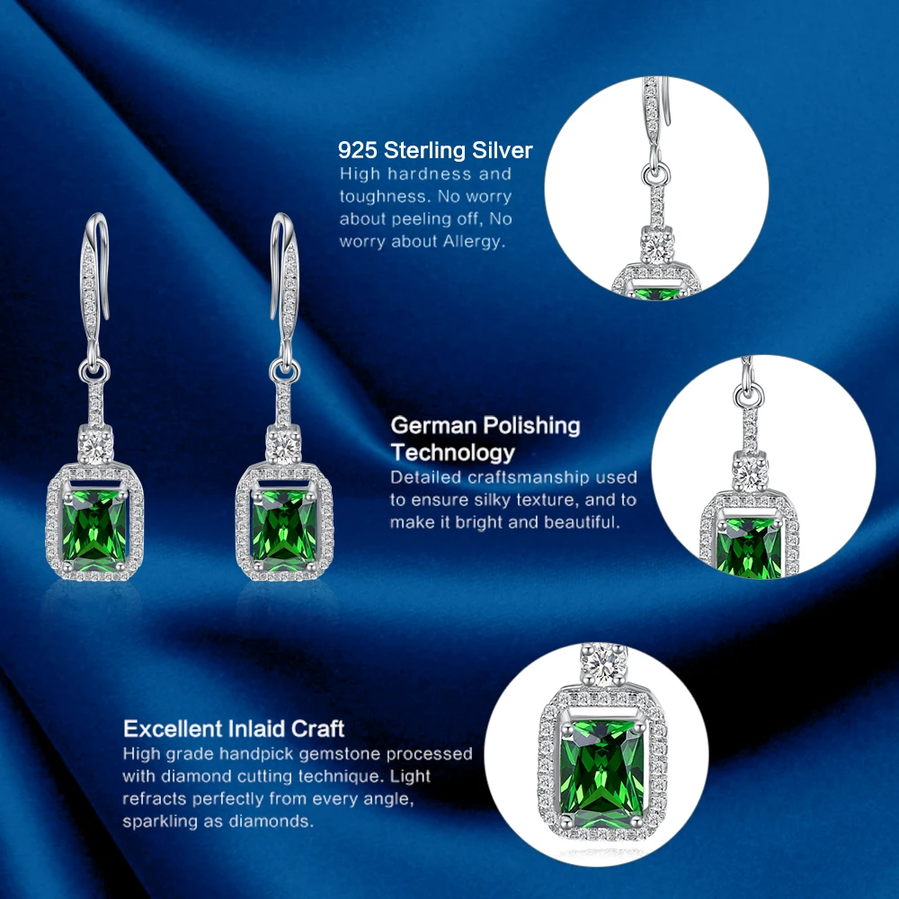 Женские серьги из серебра 925 пробы с изумрудом и белым топазом|fine jewelry|earrings forearrings