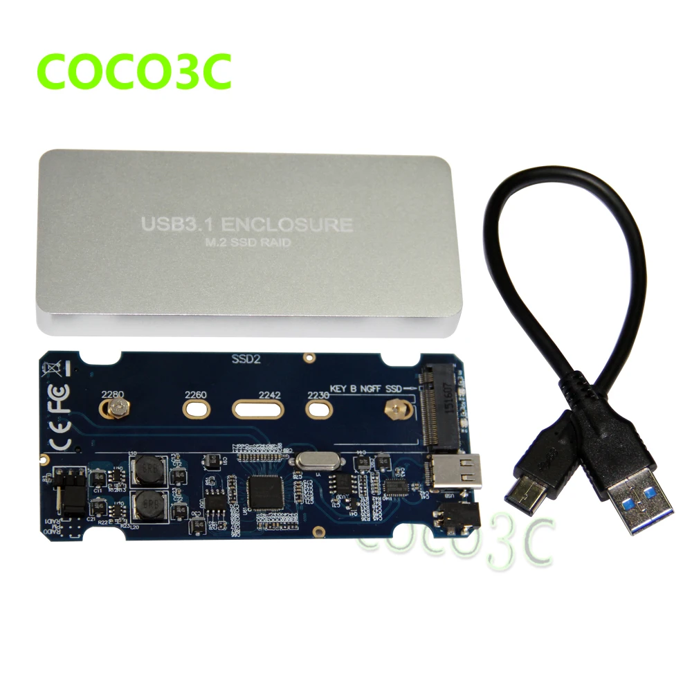 USB3.1 Type-C к 2 M.2 SSD корпус RAID0 RAID1 двойной адаптер NGFF внешняя коробка + | Электроника