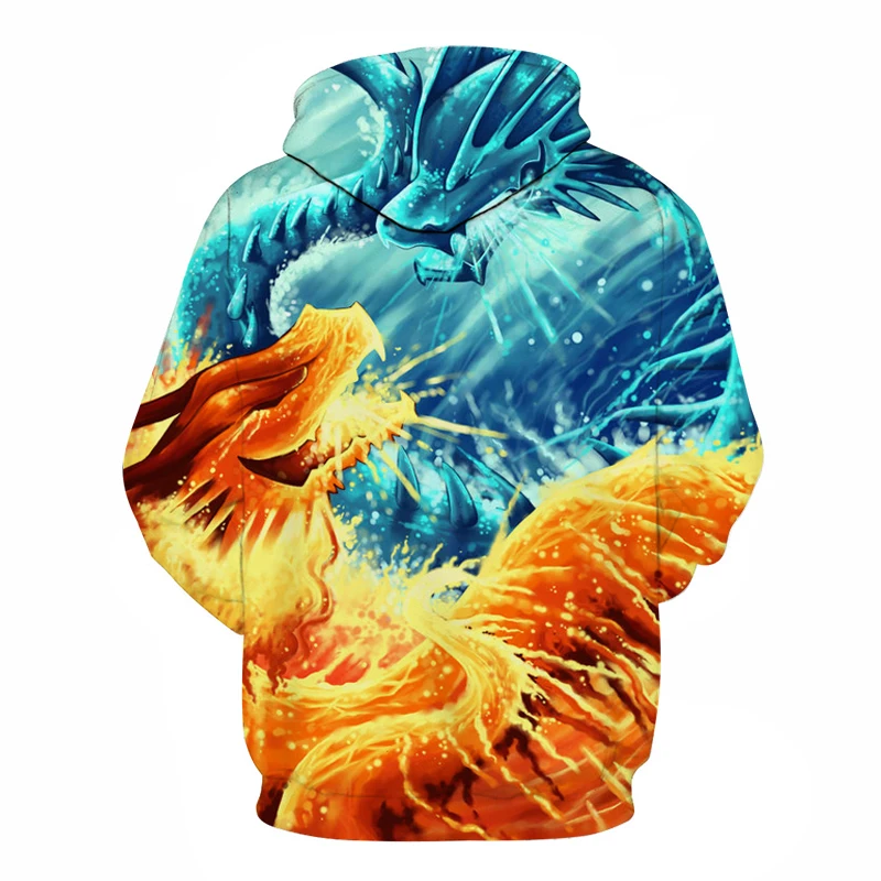 Толстовка с капюшоном для мужчин и женщин Ice Fire Dragon свитшот 3D принтом пуловер