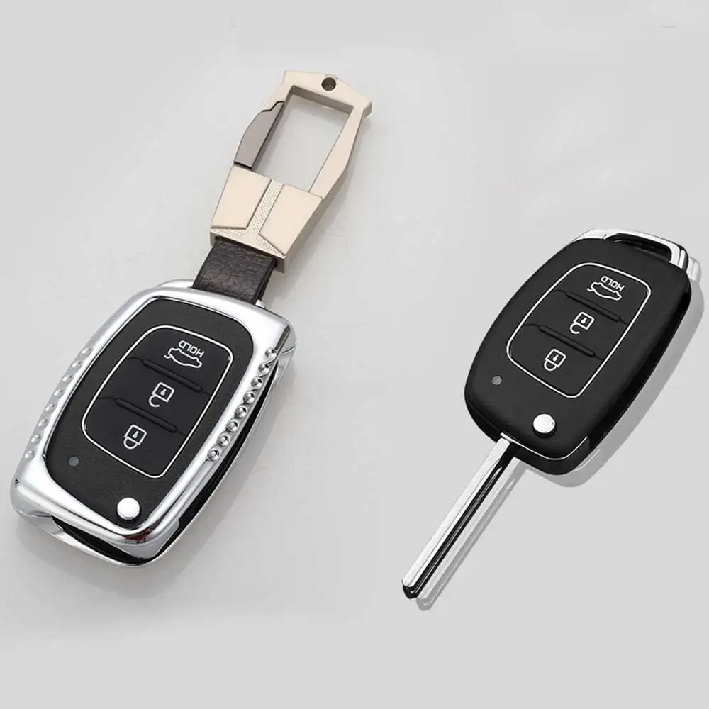 Silver-Square Качественный цинковый сплав дистанционного Флип брелок Оболочка Чехол для hyundai Creta Ix45 IX35 HB20 Tucson Elantra Santa Fe - Название цвета: Silver-Square