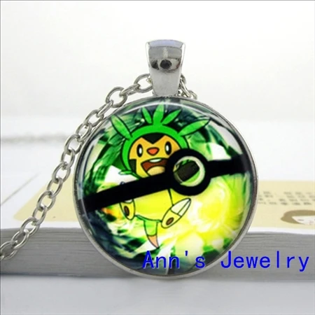 Chespin ожерелье с рисунком покемона Espurr Кулон стекло фото ювелирные изделия Froakie Pokeball подвесной стеклянный купол кулон ожерелье HZ1 - Окраска металла: 1