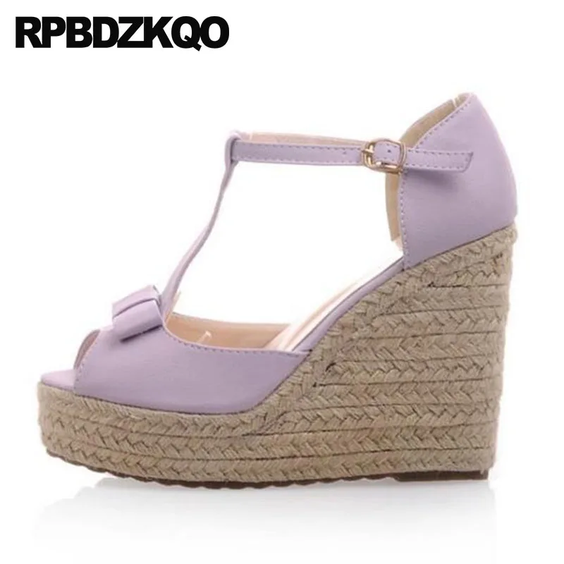 Туфли лодочки женские на очень высоком каблуке эспадрильи с бантом и ремешком