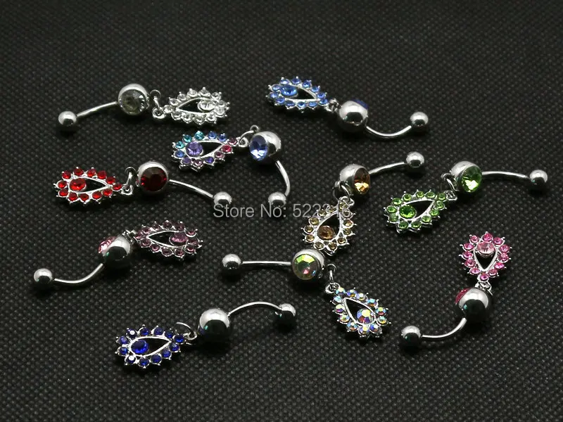 Хрустальные капли воды Овальный мотаться живота кольцо 10 шт. Разноцветные