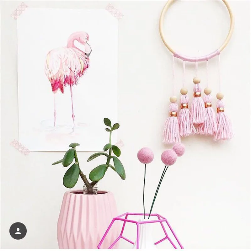 Деревянное кольцо с бусинами в скандинавском стиле шерстяная фотопалатка