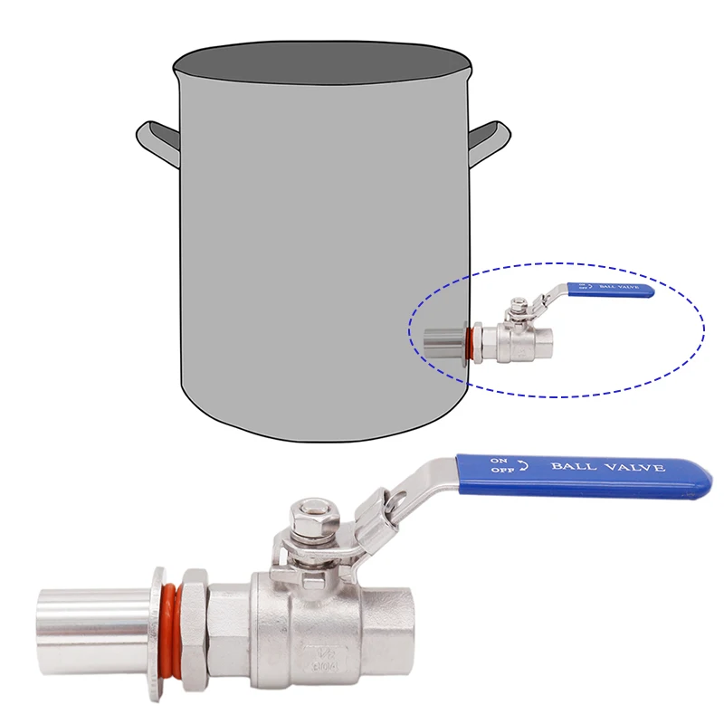 

304 SUS Weldless Kettle Valve Kit 1/2"NPT Homebrew Kettle Convert Kit Wholesale and Retail