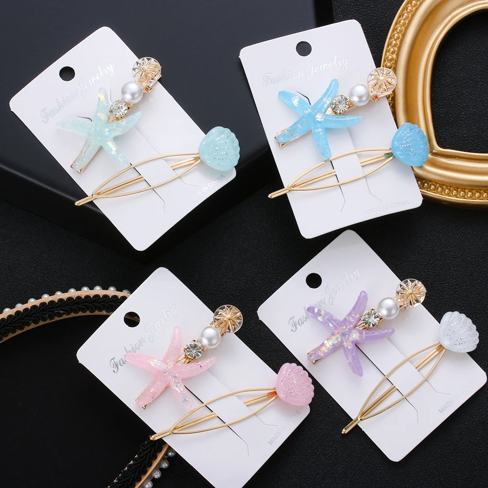 2 шт. зажимы для волос в форме морской звезды виде ракушки заколка девочек Новая