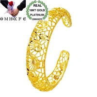 omhxfc wholesale european fashion woman girl party wedding gift vintage hollow heart 18kt gold open bangles bracelets be42