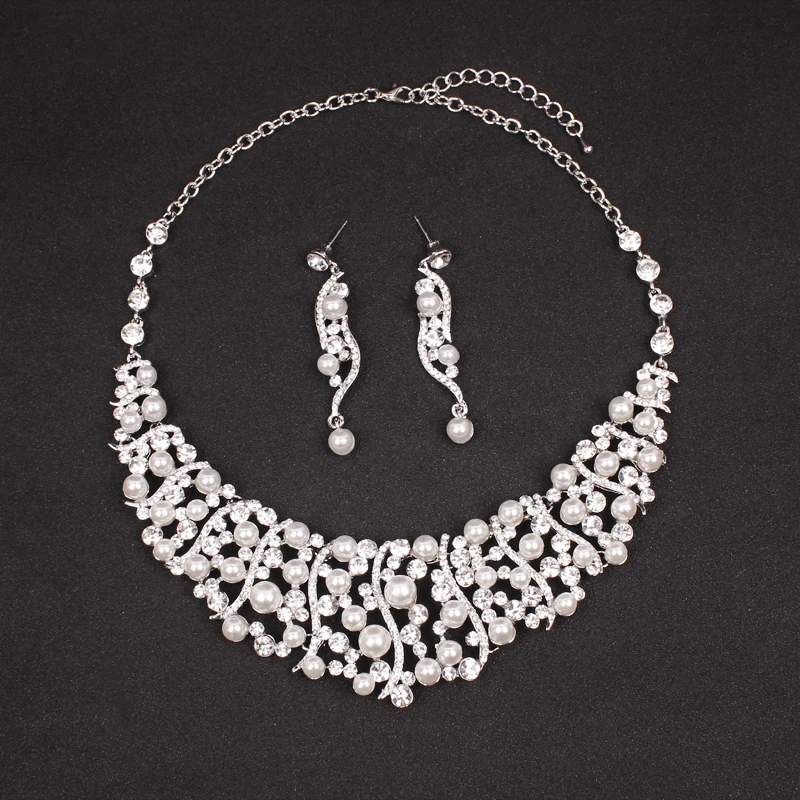 Роскошные золотые Цвет позолоченное ожерелье EarringImitation жемчужные Ювелирные