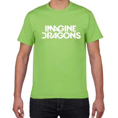green Новинка, футболка для мужчин в стиле Харадзюку с надписью IMAGINE Dragon pok, хлопок, повседневная рок-группа, уличная одежда, мужская футболка - Цвет: green