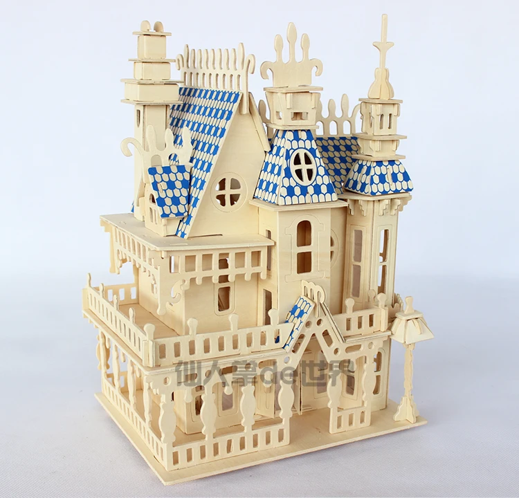 Пазлы 3D деревянные головоломки миниатюрный кукольный домик деревянный дом 4 комнаты Вилла Набор, игровой дом