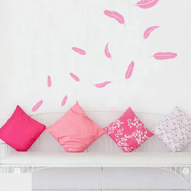 

DIY Feathers Art Vinyl Wall Decals Bedroom Decor Background Wall Home Sticker