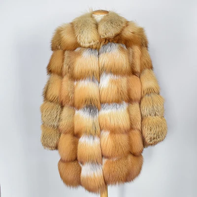 style 1 Мех Sarcar женское натуральное меховое пальто 80 см длина зимнее роскошное толстое теплое меховое пальто с меховым воротником Женская куртка из натурального меха Золотой лисы - Цвет: style 1