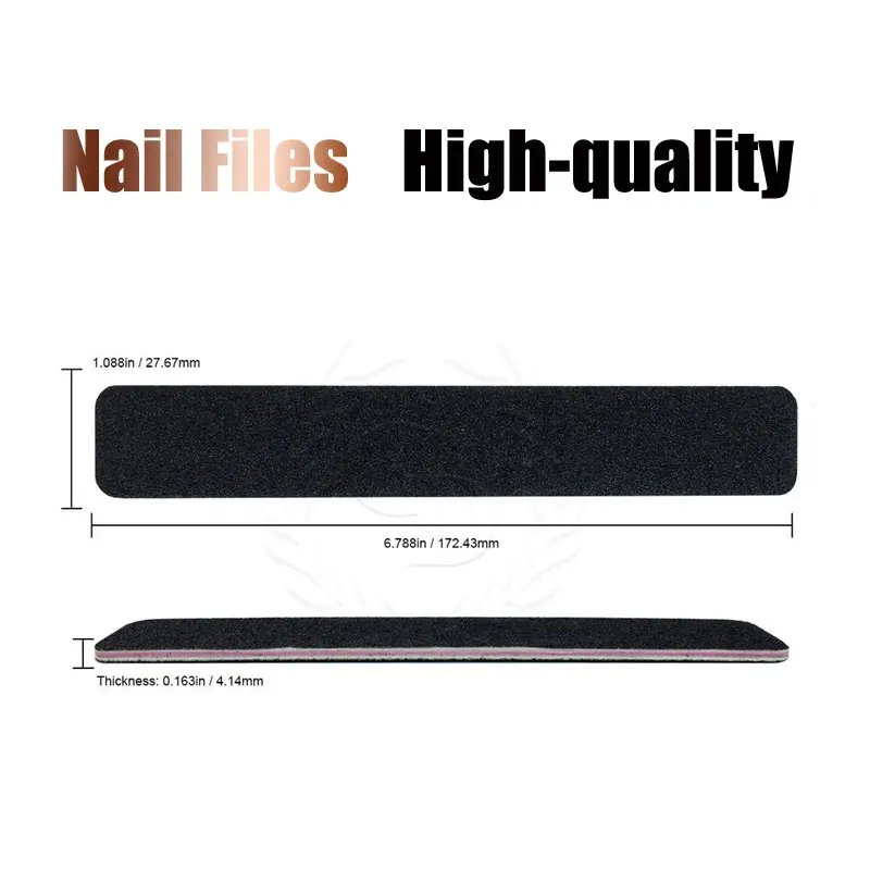 Профессиональные качественные черные пилки для ногтей большого размера|Пилки и