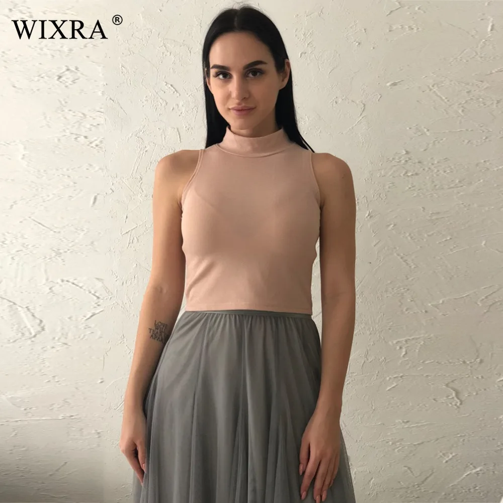 Базовая короткая майка Wixra Новинка лета 2018 однотонная женская из хлопка женский