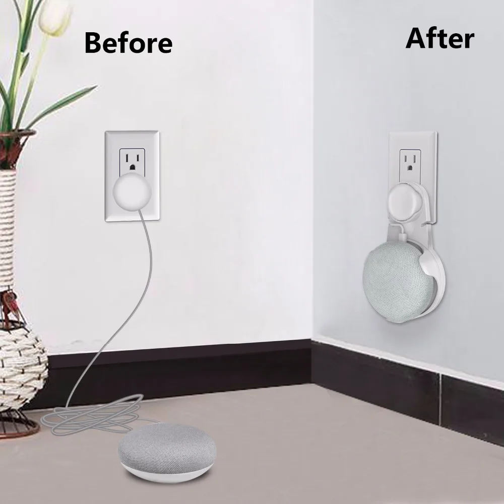 Портативный настенный держатель на розетке, кронштейн для шнура для Google Home, Мини голосовой помощник, штекер для кухни, спальни, аудио подставка