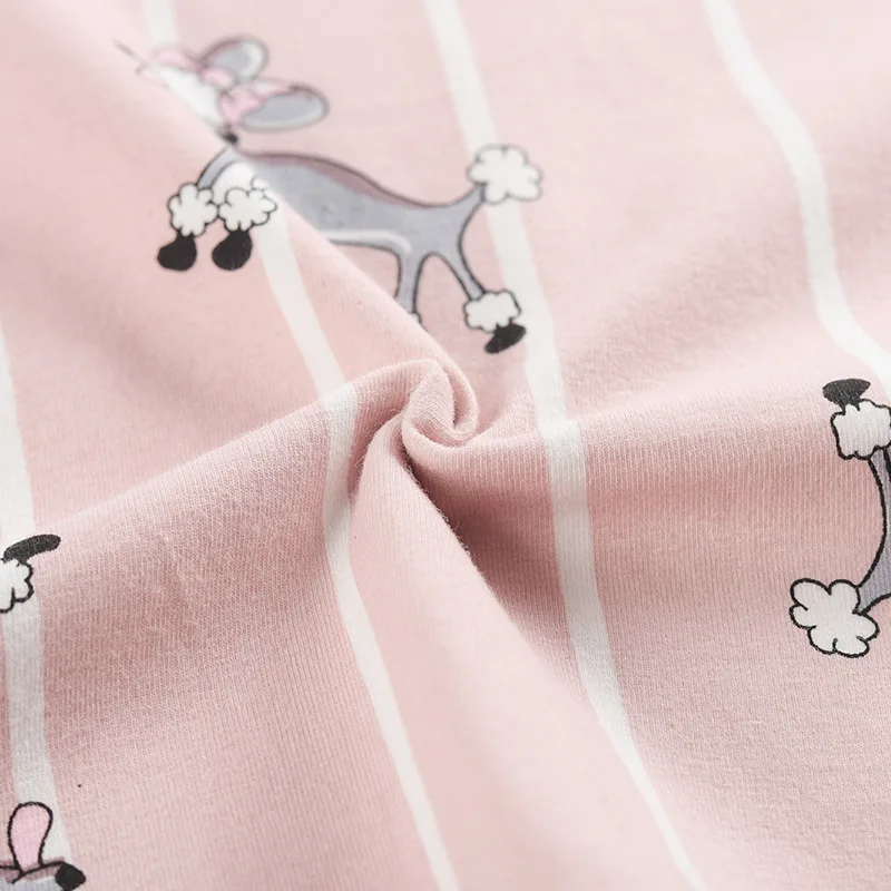 Розовые полосатые пижамы Для женщин девочек овечку Print Pajama Set свободные короткий